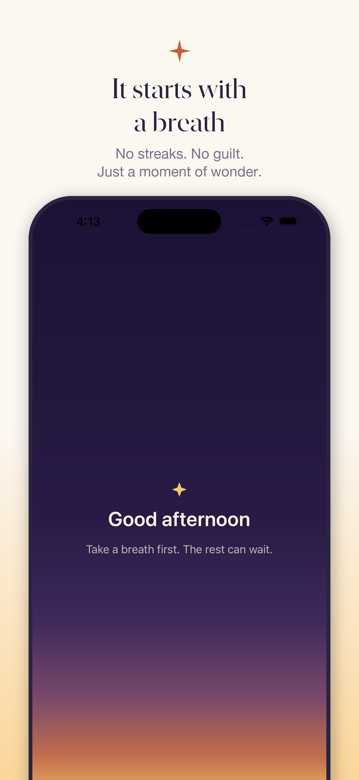 Welcome screen: It starts with a breath